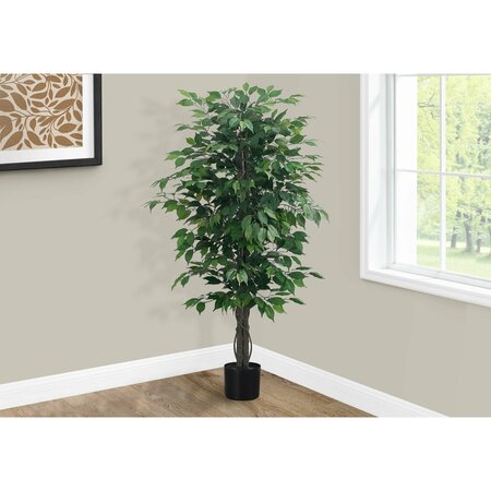 Monarch Specialties Artificial Plant, 58" Tall, Ficus Tree, Indoor, Faux, Fake, Floor, Greenery, Potted, Decorative I 9564